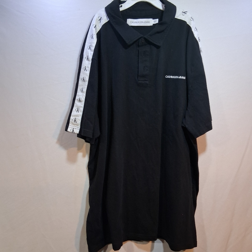 Calvin Klein Jeans Black Polo with White Logo Tape